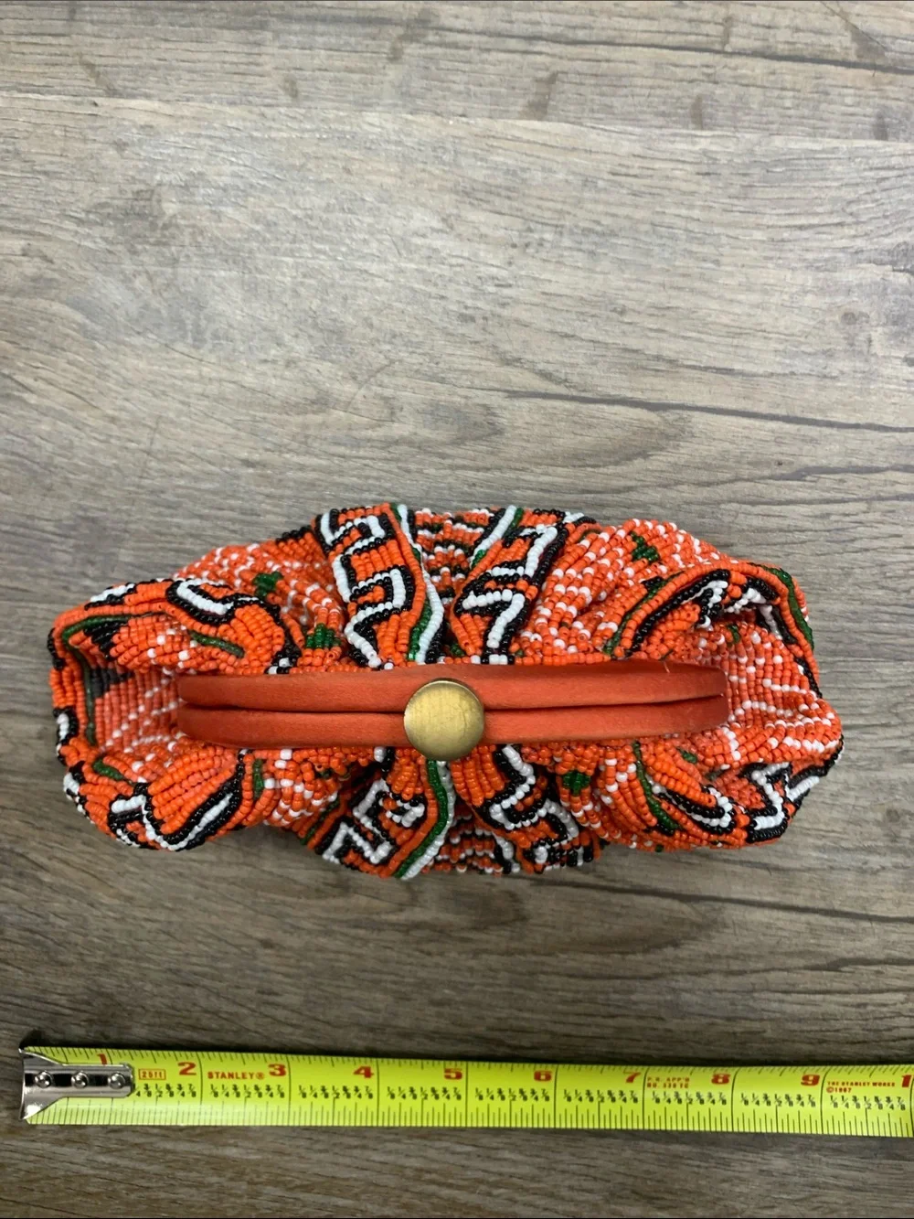 Santi Embellished Orange Beaded Evening Clutch with Chain Strap NWT